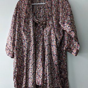 La Senza Floral Faux Silk Teddy & Robe Size Small